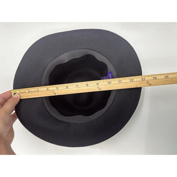 Madden Girl Women Black Wool Floppy Brim Hat One Size Brown Twisted Belt - Picture 10 of 12